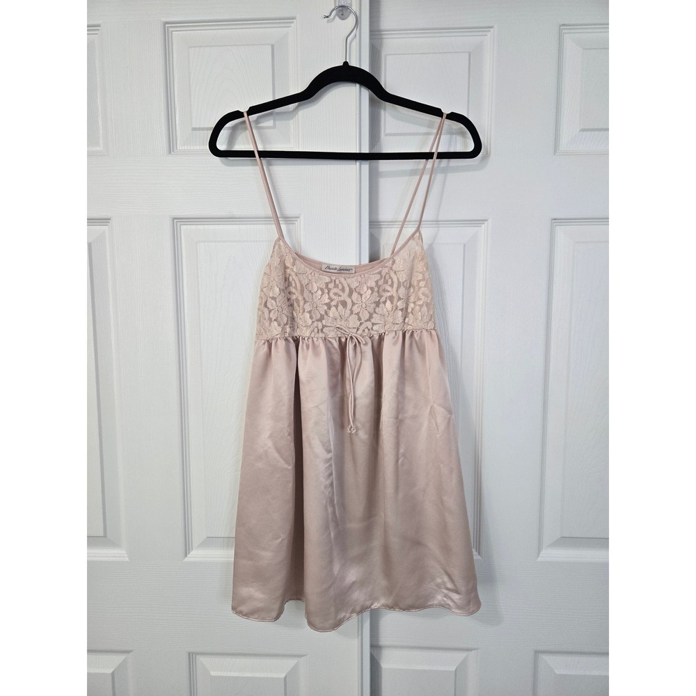 Private Luxuries Pink Satin Lace Babydoll Chemise Nightgown Vintage M Renfaire